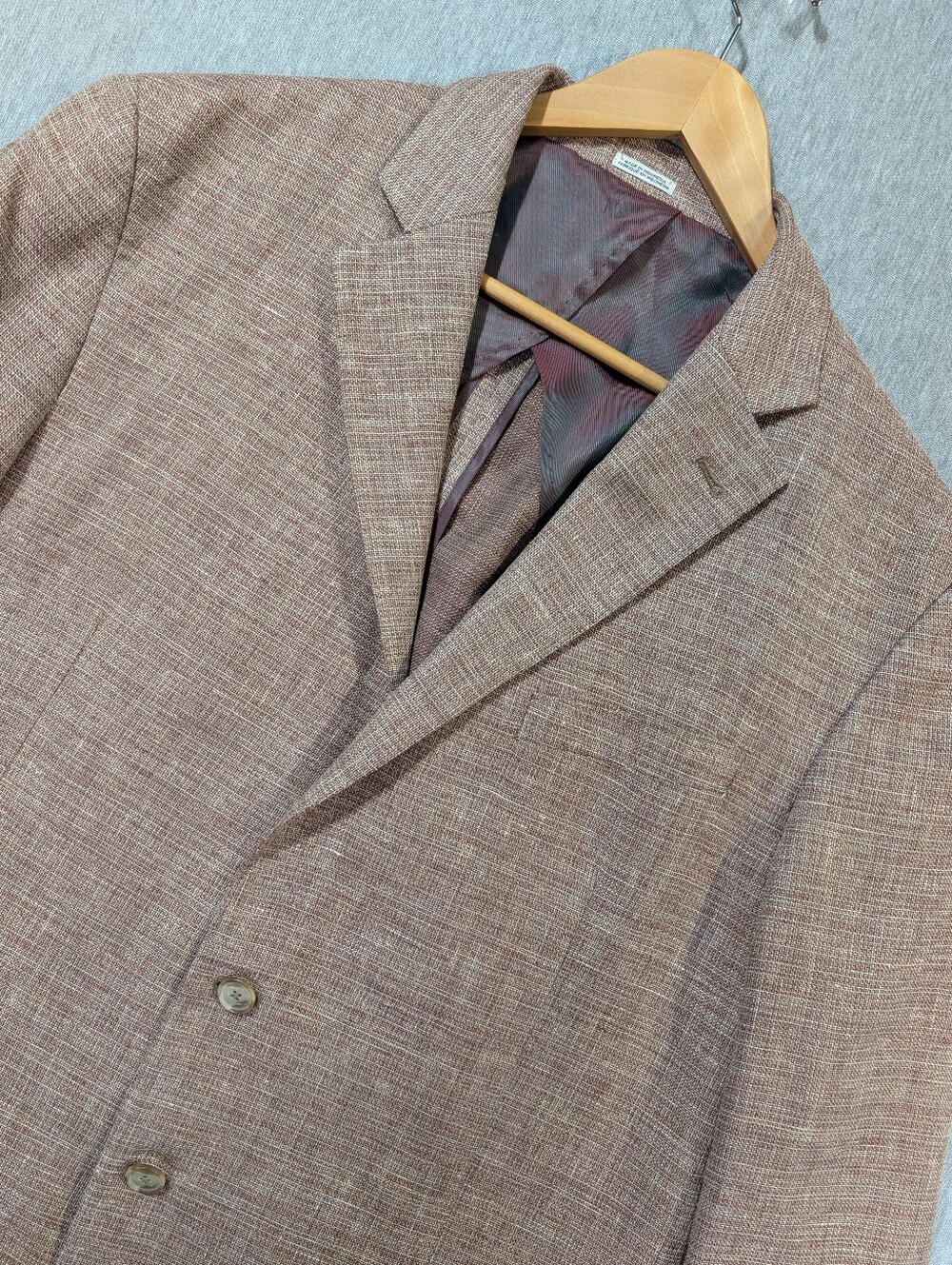 Joseph Abboud Heritage Wool Linen Blend Blazer Men's 48L Maroon Slim Fit Suit